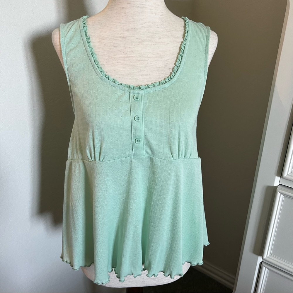 NWT Mist Green Ruffled Tank Top